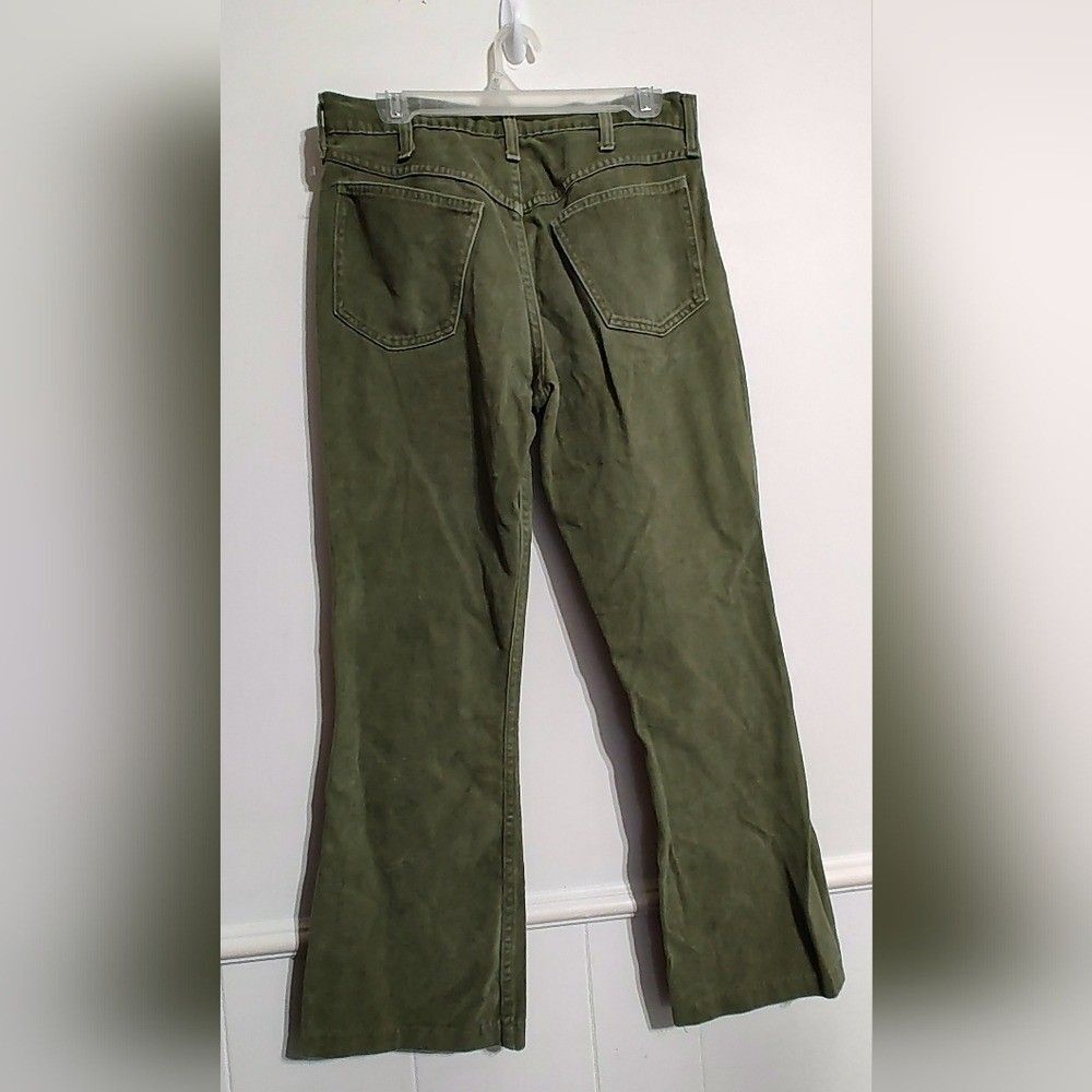 Ranchcraft Bell Bottom Flare Pants Green Velveteen cowboy western hippie vintage - Picture 5 of 6